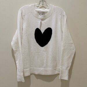 NWT*** LOFT Cream Sweater with Black Heart
